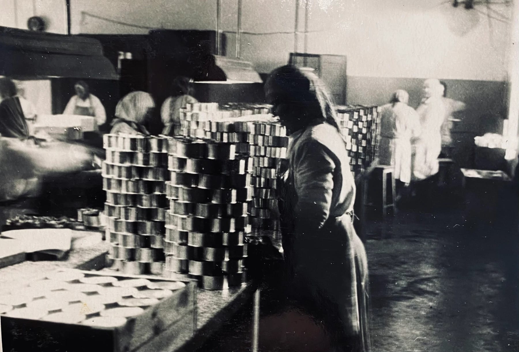 Darbinieki pie sakrautām produkcijas kārbām Engures ražotnē