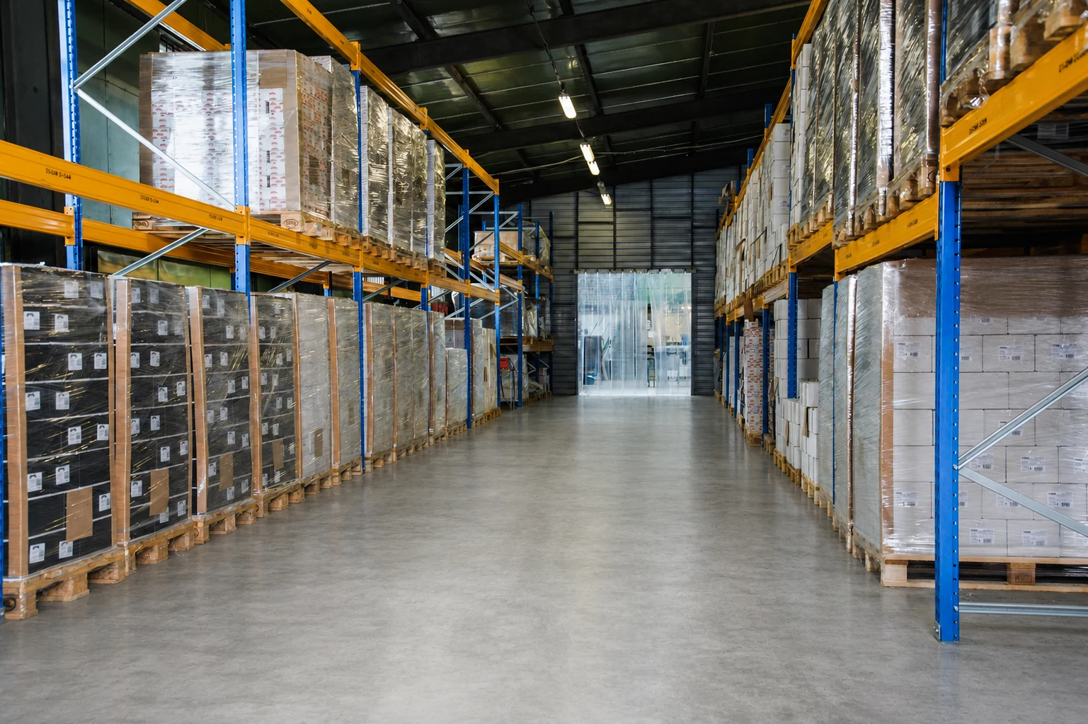Palletised finished goods stored for customer deliveries and export at the SIA Unda warehouse in Engure