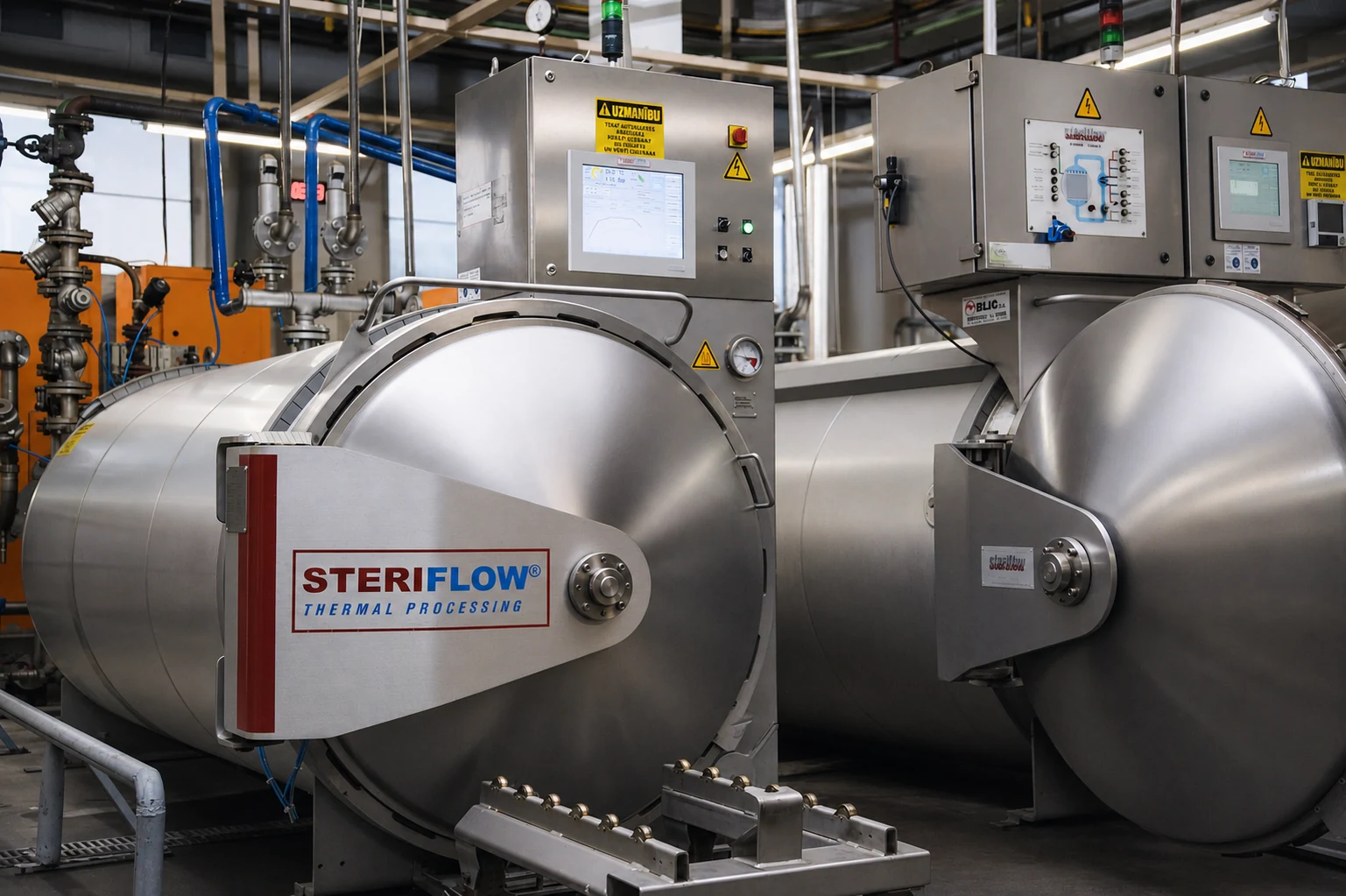Steriflow autoclaves used for controlled seafood sterilisation at the SIA Unda production site in Engure
